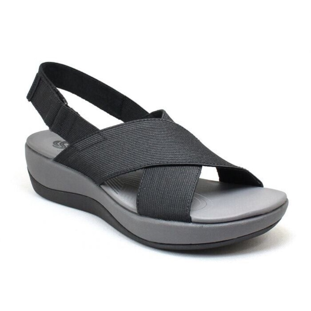 Clarks Cloudsteppers Black Arla Kaydin Sandals Size 6 Wide - BRAND NEW